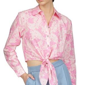 NWT Michael Kors Pink Floral Crop Top Size Large